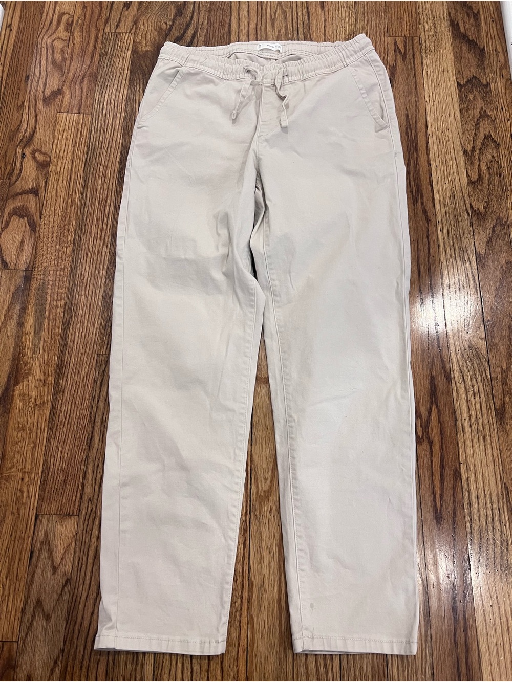 Mango Men’s Chino Pants Cotton Trousers Drawstring Pockets Khaki Size Medium